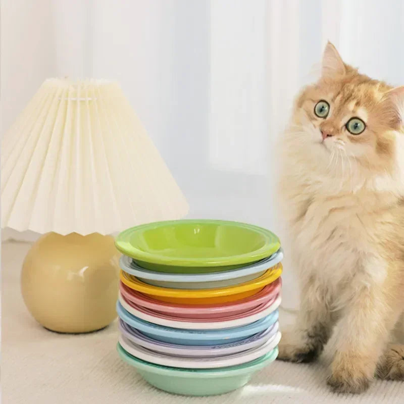 Extra Wide Raised Cats Food Bowl,Elevated Pets Bowls Anti-Vomiting Cat Feeder Whisker Stress-Free Dog Ceramic Cat Feeding Bowls