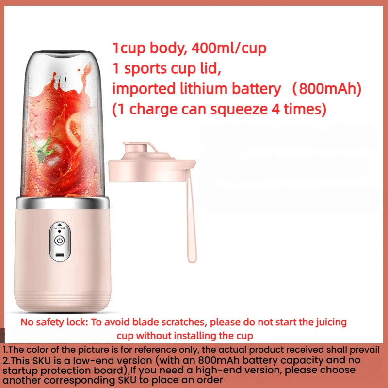 Juice Extractor Juice Cup Portable Rechargeable for  Home and Outdoor Multifunctional Juice Mixing