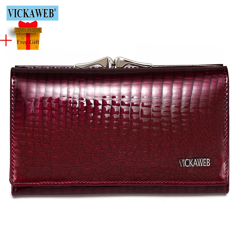 Women Genuine Leather Short Wallet Female Fashion Purses Ladies Alligator Hasp 