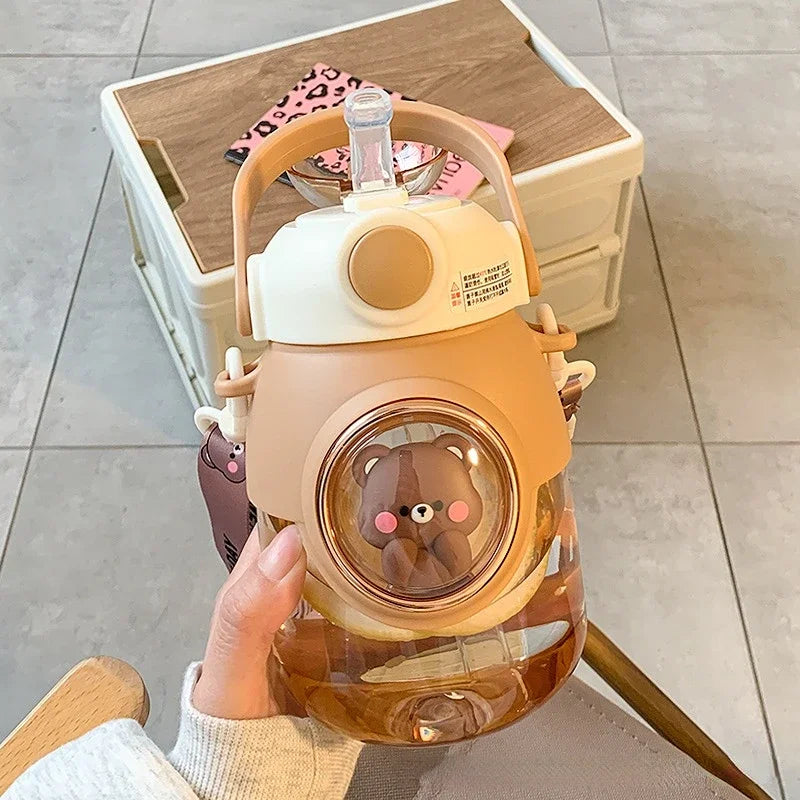 Kids Water Bottles with Straw for Girls 820Ml Large Capacity Cute Children'S Kawaii Cartoon Bottle for Student School Travel