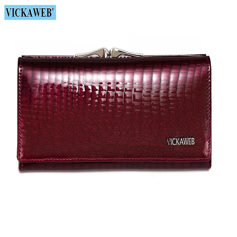 Women Genuine Leather Short Wallet Female Fashion Purses Ladies Alligator Hasp 