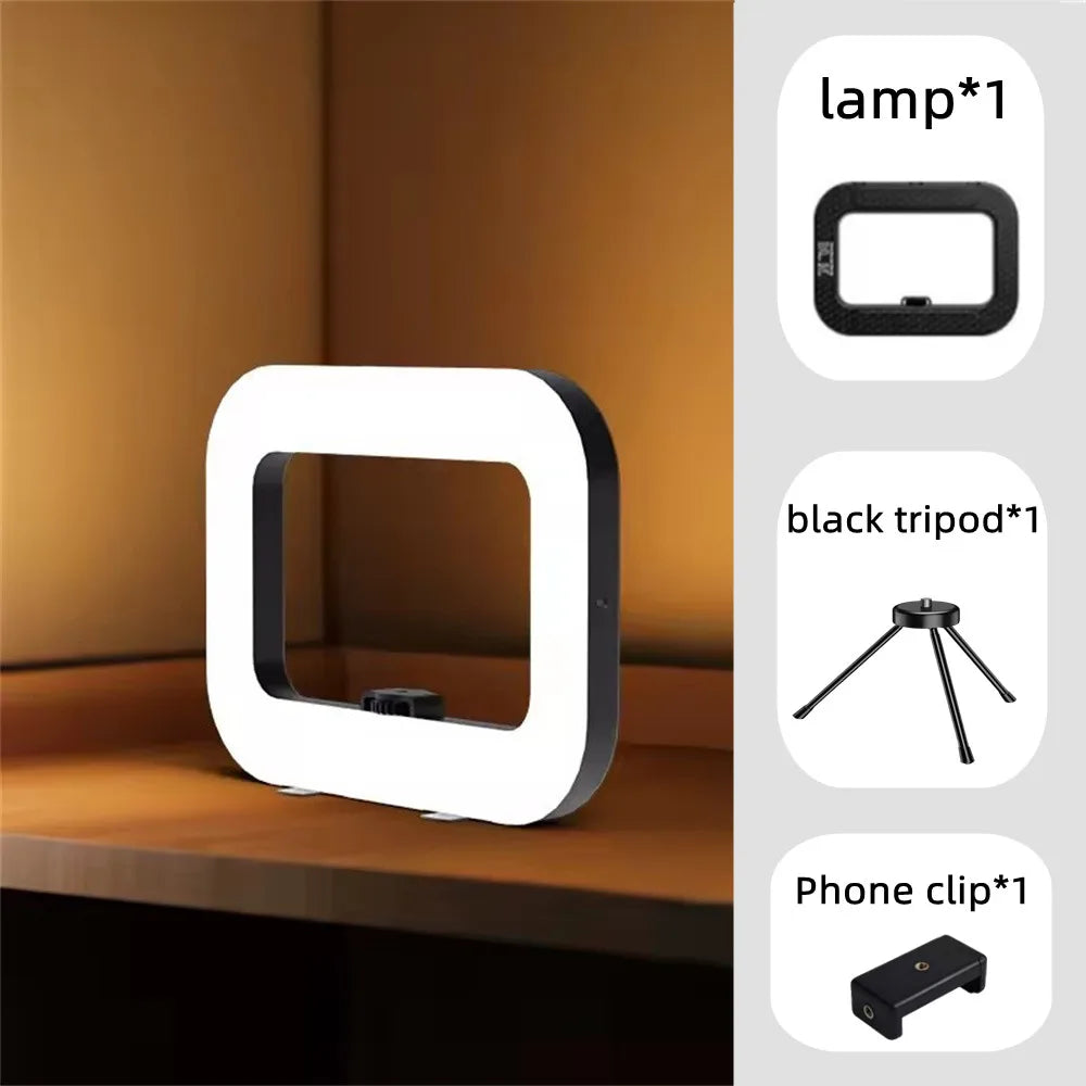 New Handheld Ring LED Rechargeable Portable Mobile Phone Live Broadcast Photography Desktop Rabbit Cage Selfie Fill Light