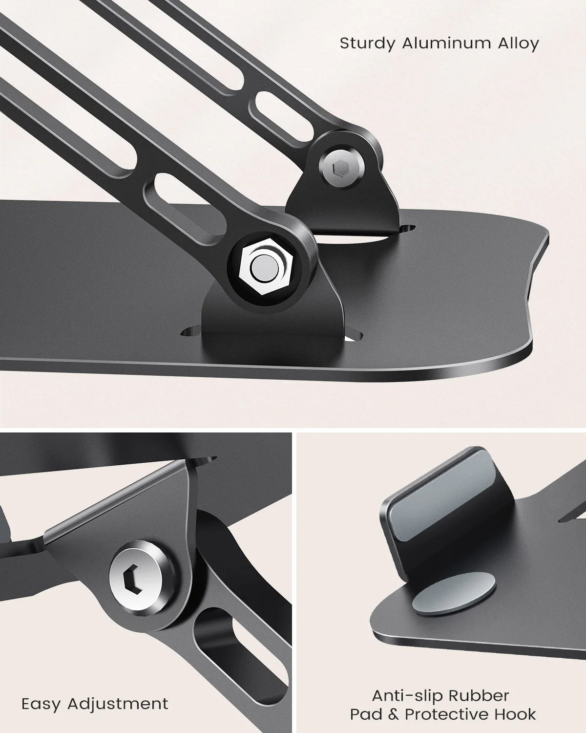 ST01 Portable 11–16-Inch Adjustable Laptop Stand Computer Stand Sturdy Aluminum for Desk Foldable Laptop Holder Notebook Tablet