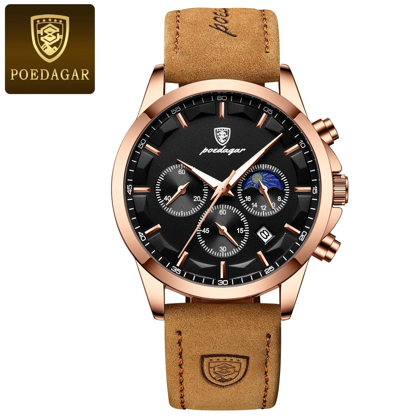 Sports Luxury Men Quartz Watch Waterproof Chronograph Luminous Date Man Wristwatch Business Leather Men'S Watches Clock