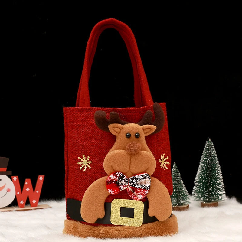 1-20PCS Christmas Gift Bags Handbags Tote Bags Candy Bags Snowman Bear Gift Bags Storage Bags Christmas Decoration