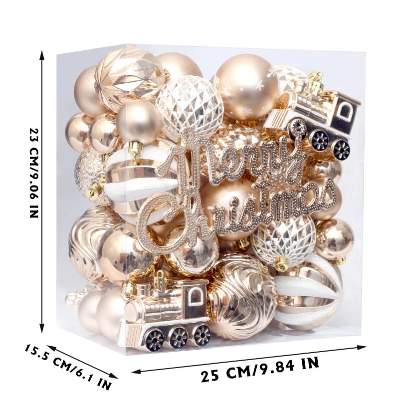 65 Pcs Shatterproof Pendants Christmas Ball Ornaments, Colorful Ornament with Hanging Rings for XMAS Tree Decorations, Festivals