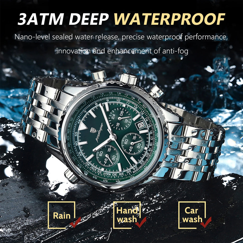 High Quality Men'S Quartz Watches Chronograph Waterproof Luminous Date Man Watch Stainless Steel Luxury Men Watch Reloj