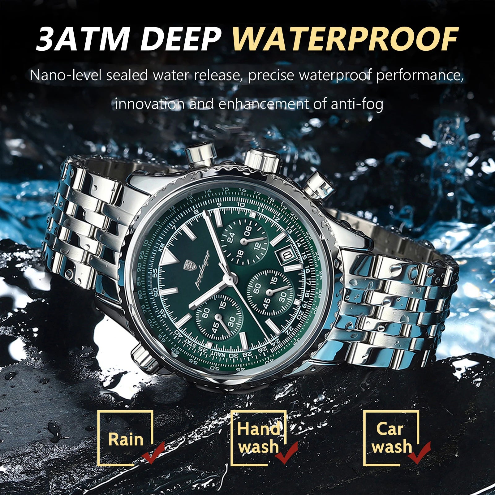 High Quality Men'S Quartz Watches Chronograph Waterproof Luminous Date Man Watch Stainless Steel Luxury Men Watch Reloj