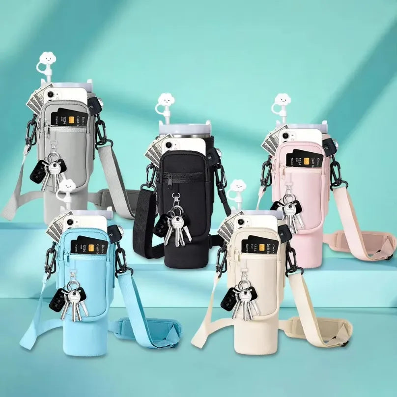 40Oz Neoprene Water Bottle Carrier Bag with Adjustable Shoulder Strap Water Bottle Holder 