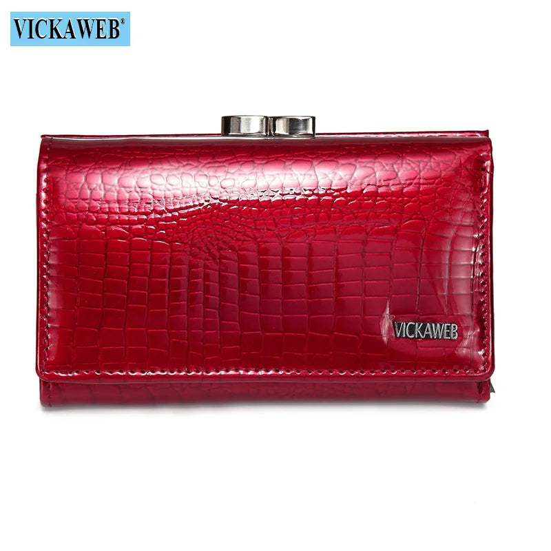 Women Genuine Leather Short Wallet Female Fashion Purses Ladies Alligator Hasp 