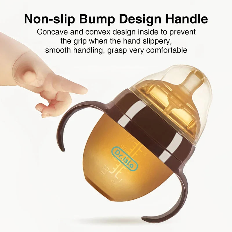 150ML/250ML Portable Baby Bottle Slicone Feeding Bottle with Handle Baby Drop-Resistant Bottles Newborn Bottle BPA Free