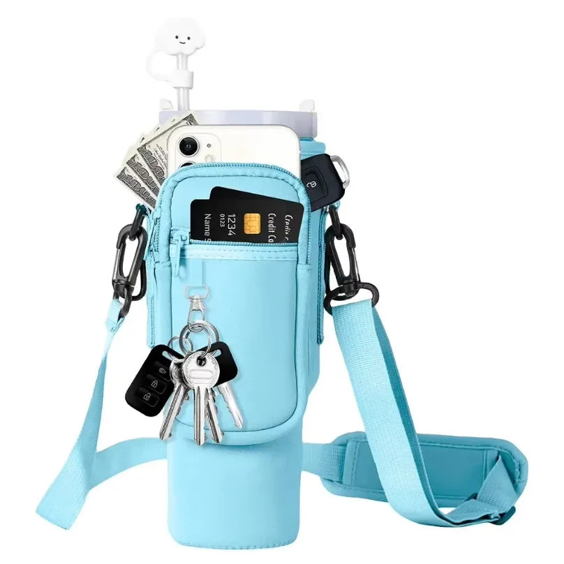 40Oz Neoprene Water Bottle Carrier Bag with Adjustable Shoulder Strap Water Bottle Holder 