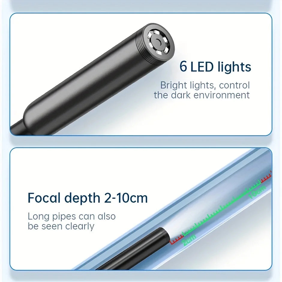 USB Endoscope for OTG Android Phone 5.5Mm Borescope Inspection Snake Camera IP67 Waterproof with 6 LED Lights for Type C