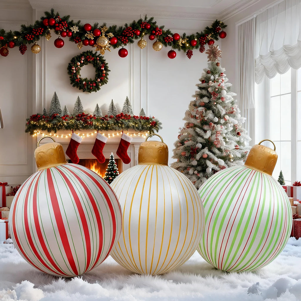 1PC Inflatable Christmas Balls Large PVC Christmas Hanging Ornaments Oversized Christmas Tree Balls Blow up Christmas Balls