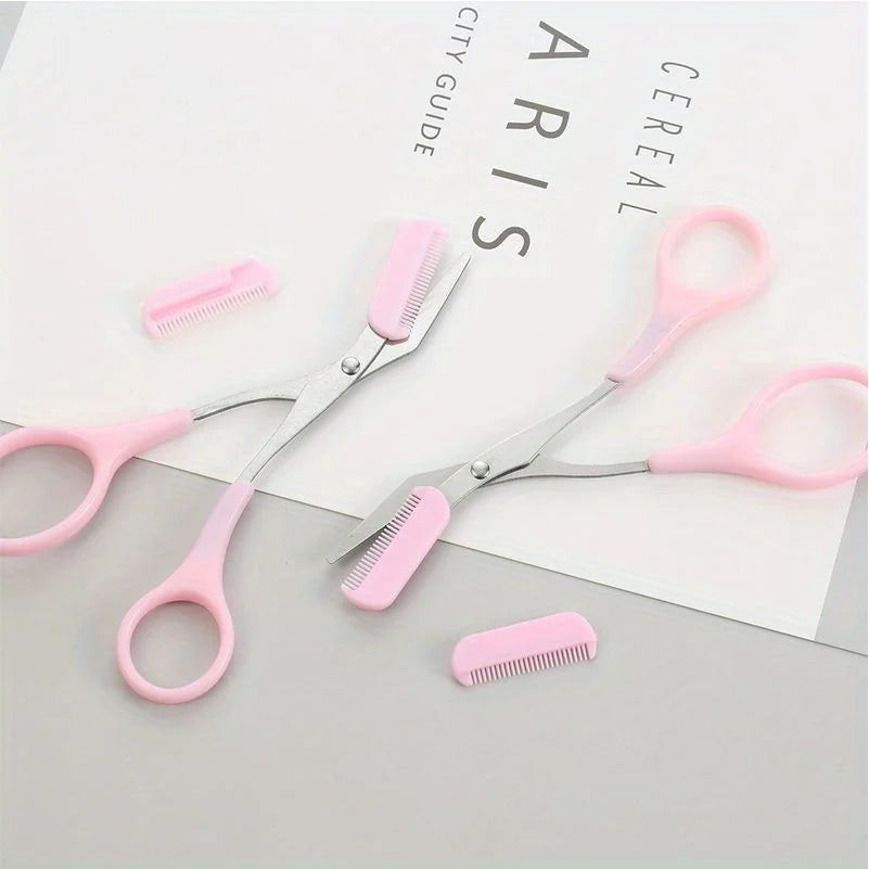Stainless Steel Eyebrow Trimming Scissors with Comb, Safe Eyebrow Trimming Makeup Tool, Precise Creation of Perfect Eyebrow Shap