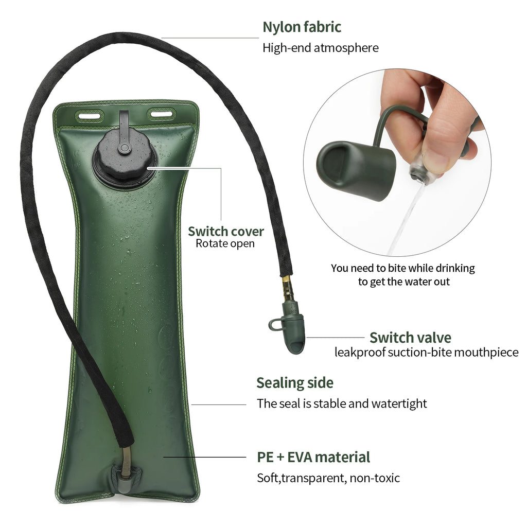 Tactical Water Hydration Pack - Military Class Camel Backpack with 3L Leakproof Water Bladder for Running, Jogging, Cycling