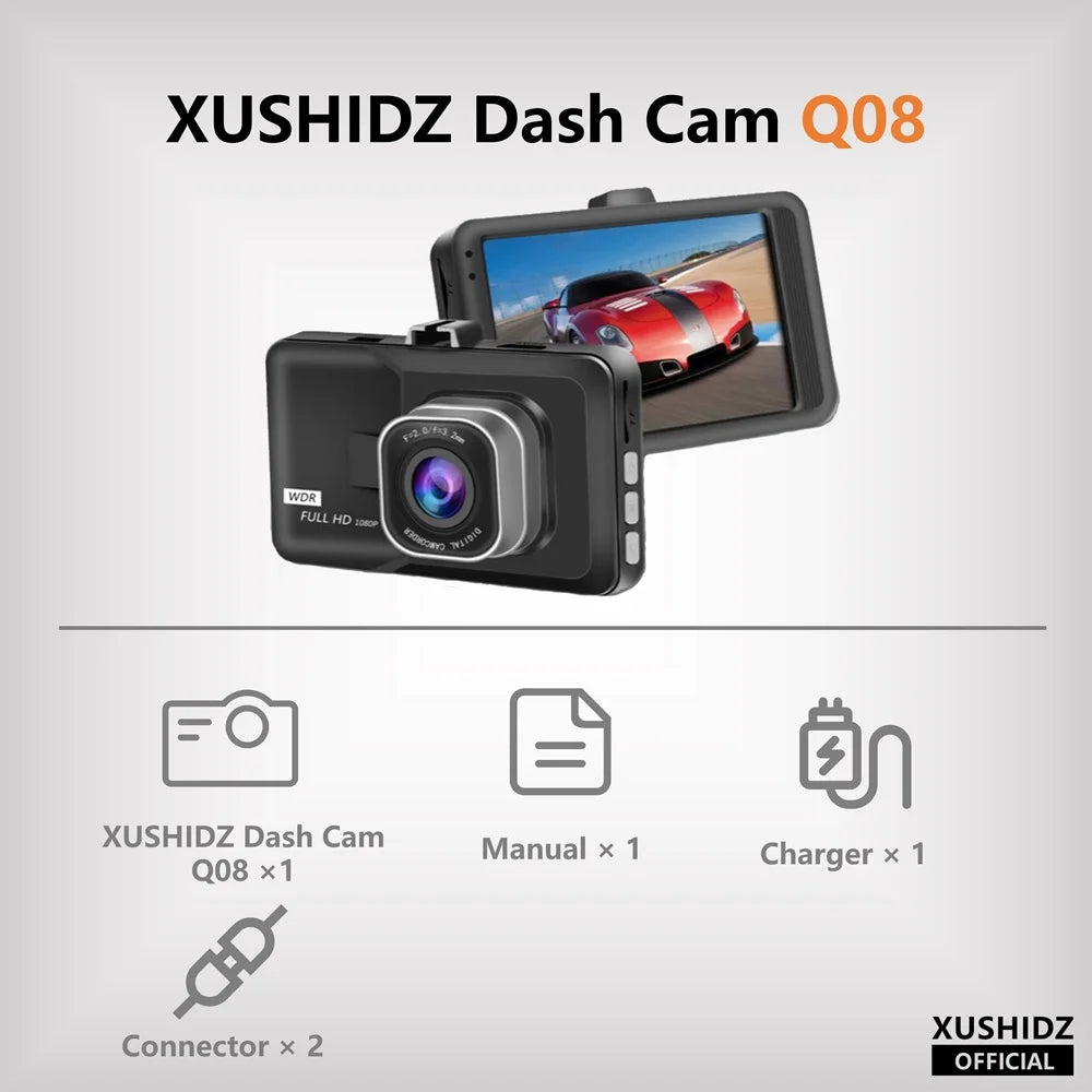 NEW 1080P HD Dash Camera Loop Recording Car Vehicle DVR Video Recorder Dashcam Night Vision 24H Parking Monitor G-Sensor