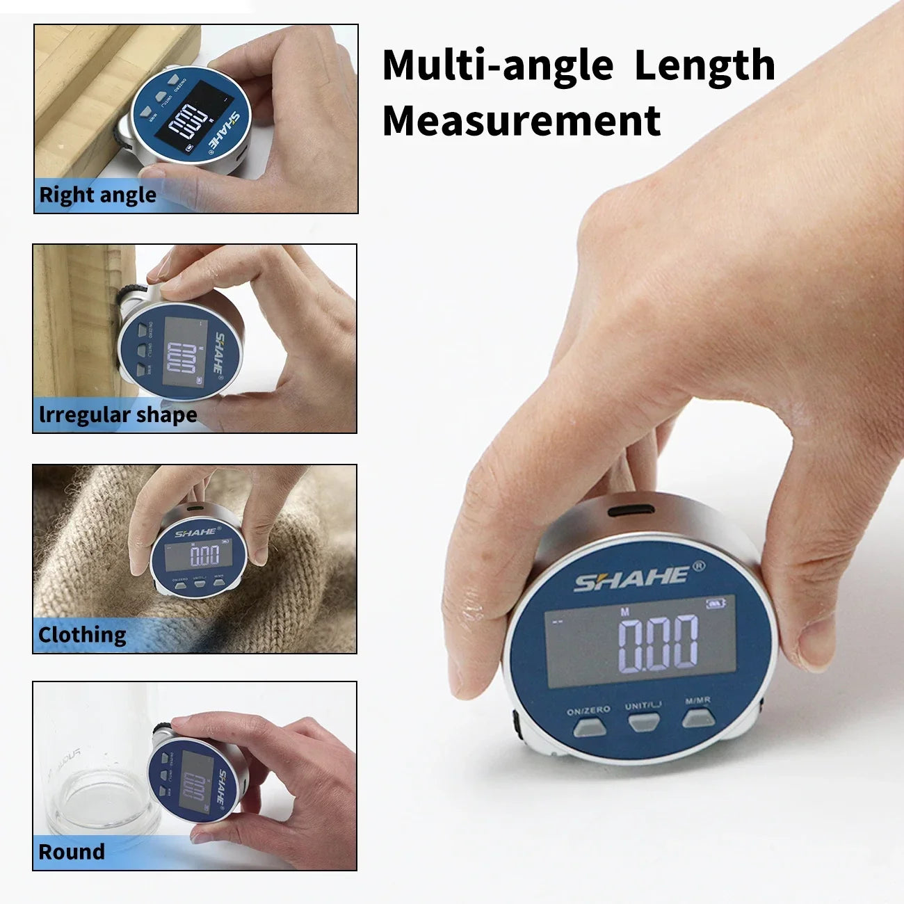 Electronic Tape Measure with LCD Display Digital Ruler Type-C Rechargeable Length Measuring Tool for Flat Curved