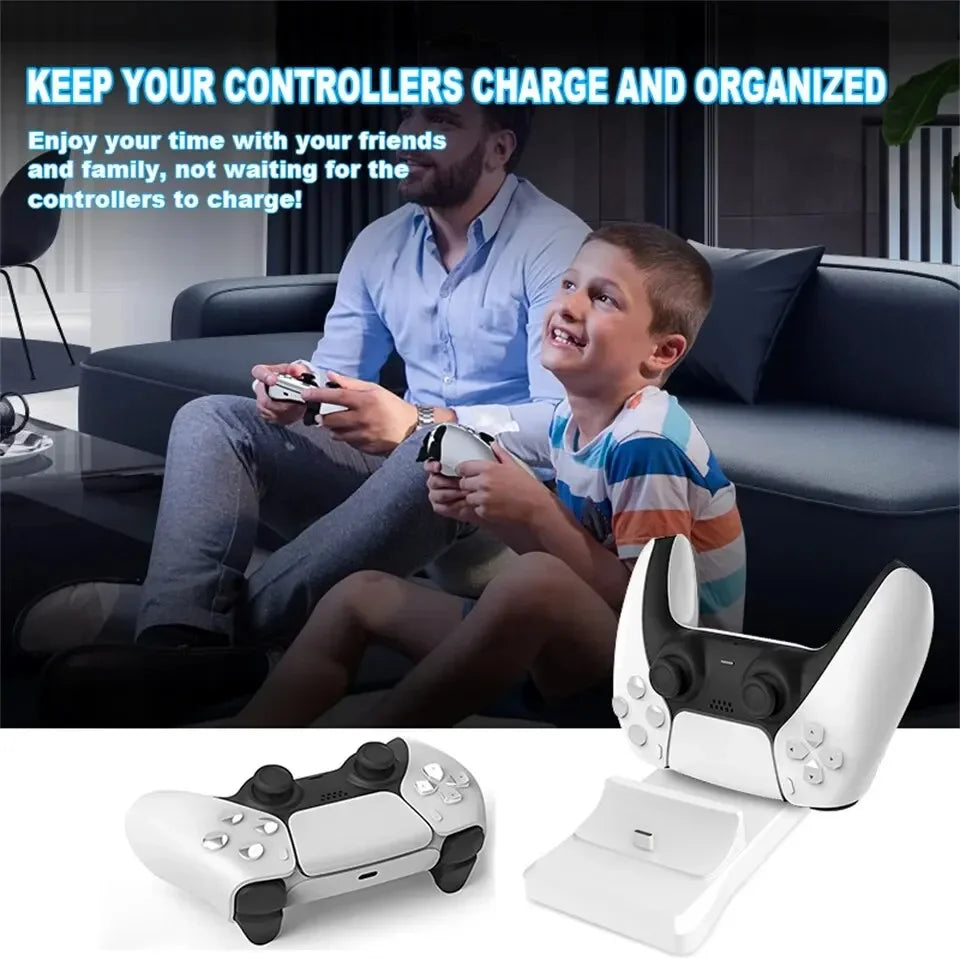 Dual Controller Charging Stand for Playstation 5 Controller Charger Station PS5 with Fast Charging AC Adapter 5V 1.2A
