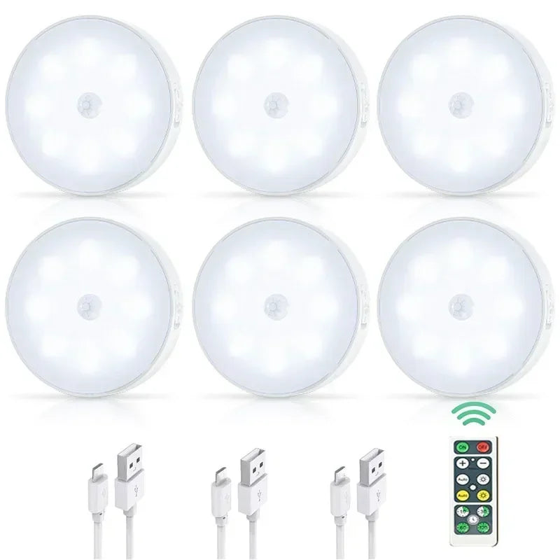 Night Lamp with Sensor Movement Rechargeable LED USB Wireless Light 3 Colors Remote Control for Room Kitchen Wardrobe