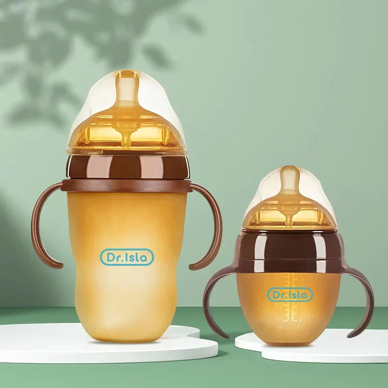 150ML/250ML Portable Baby Bottle Slicone Feeding Bottle with Handle Baby Drop-Resistant Bottles Newborn Bottle BPA Free