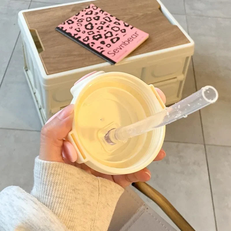 Kids Water Bottles with Straw for Girls 820Ml Large Capacity Cute Children'S Kawaii Cartoon Bottle for Student School Travel