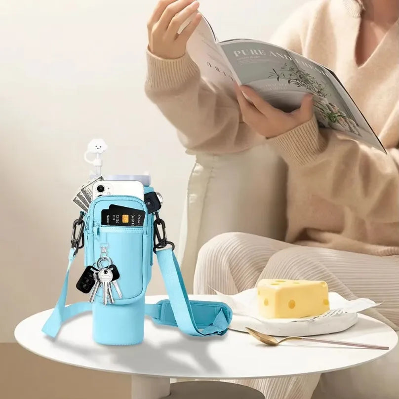 40Oz Neoprene Water Bottle Carrier Bag with Adjustable Shoulder Strap Water Bottle Holder 