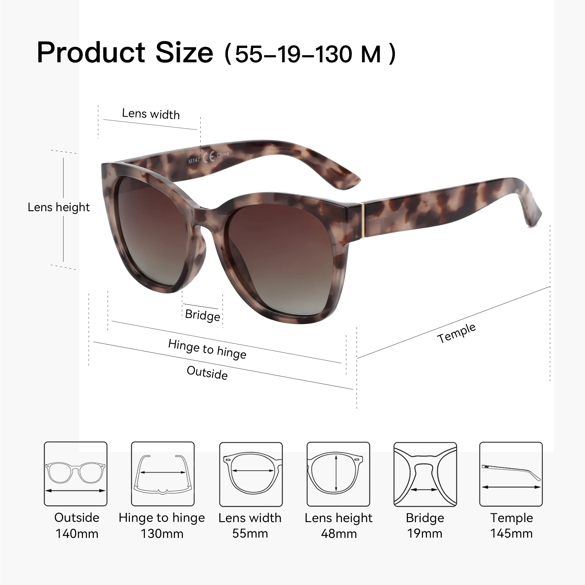 Fashion Cat eye Polarized Sunglasses for Women - Oversized Sunglasses 