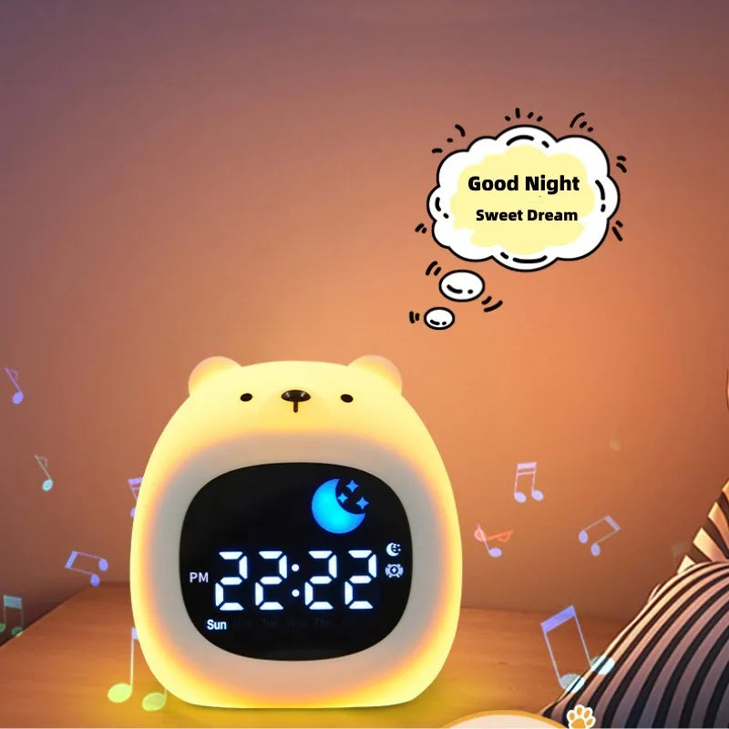 Alarm Clock for Kids Puppy-Shape Toddler Sleep Training Clock Cute Touch Night Light for Children Bedroom