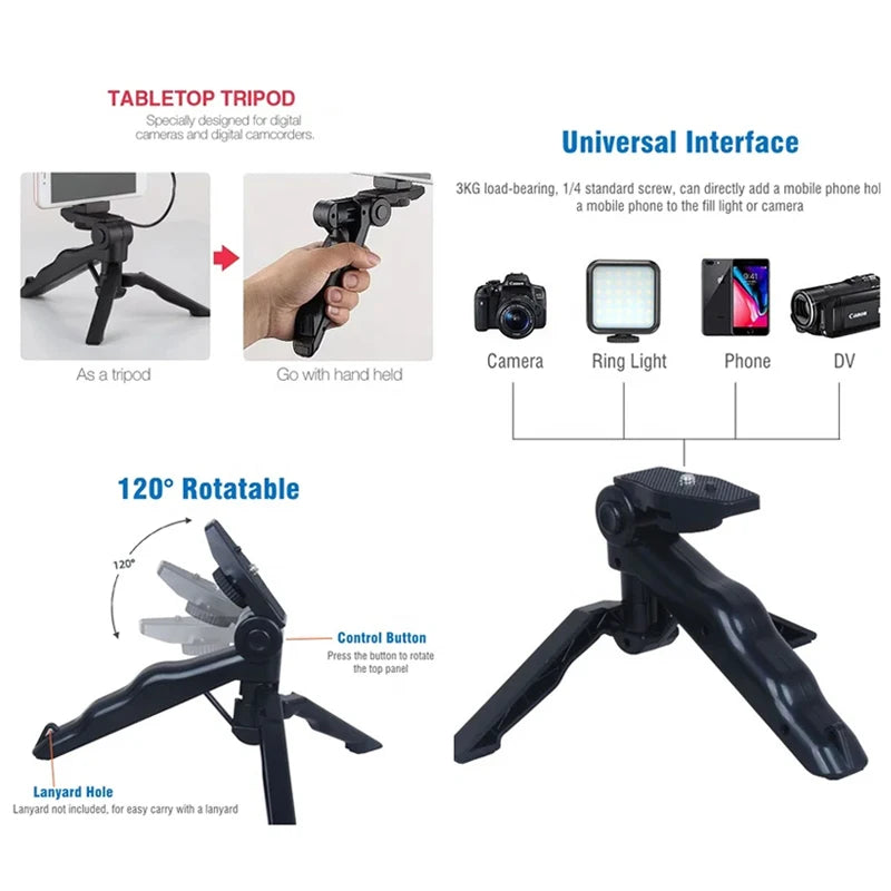 Smartphone Vlogging Kit with Tripod Phone Holder Mini Microphone Fill Light Starter Handle Portable Stabilizer Bracket