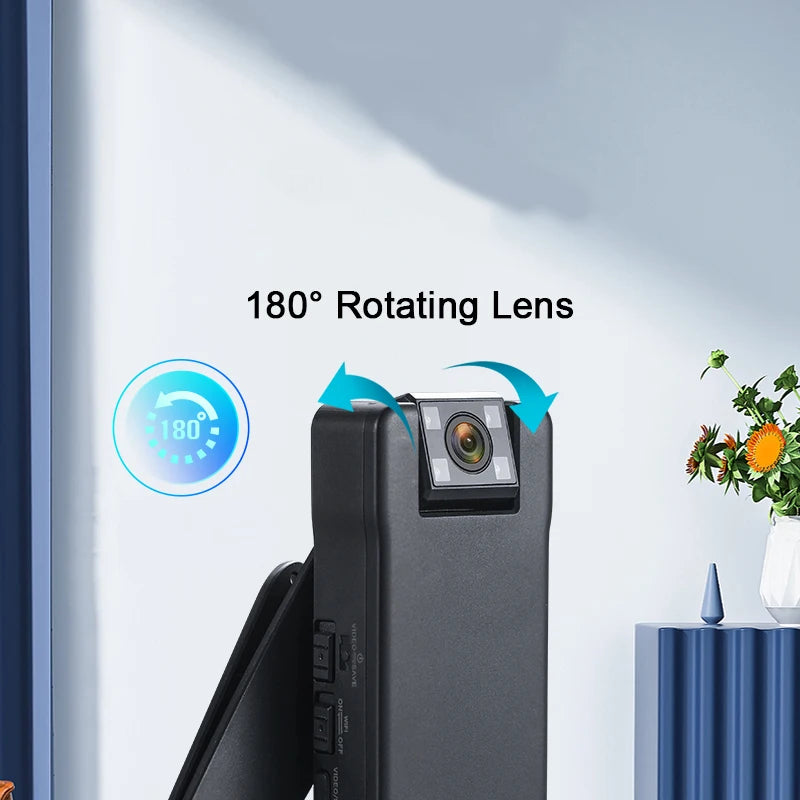 A50 Mini WIFI Camera Remote Control 90 Degrees Wide Angle Rotation Lens 1080P Bodycam with Rotating Back Clip