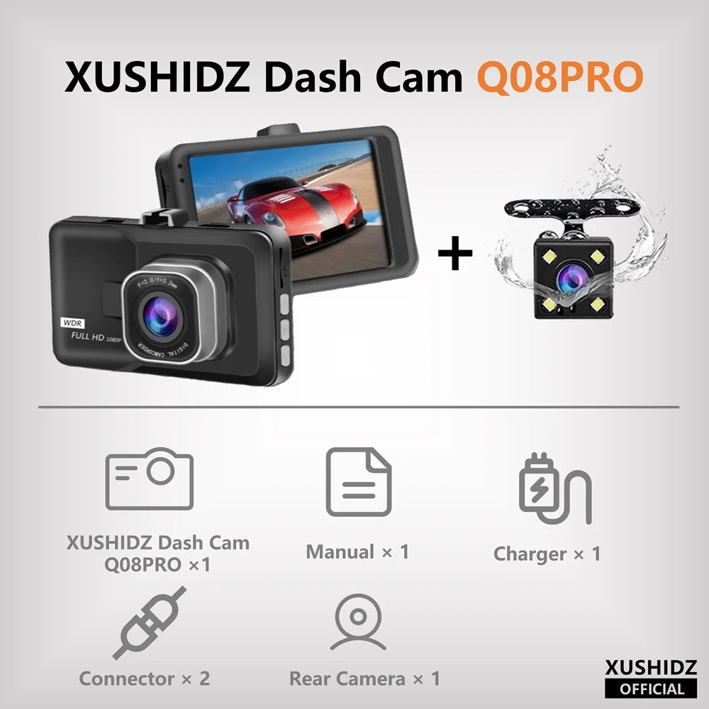 NEW 1080P HD Dash Camera Loop Recording Car Vehicle DVR Video Recorder Dashcam Night Vision 24H Parking Monitor G-Sensor