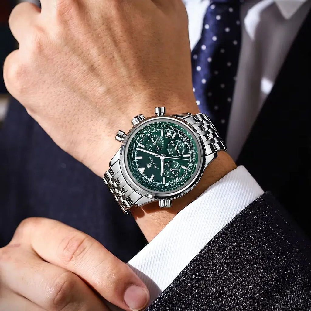 High Quality Men'S Quartz Watches Chronograph Waterproof Luminous Date Man Watch Stainless Steel Luxury Men Watch Reloj