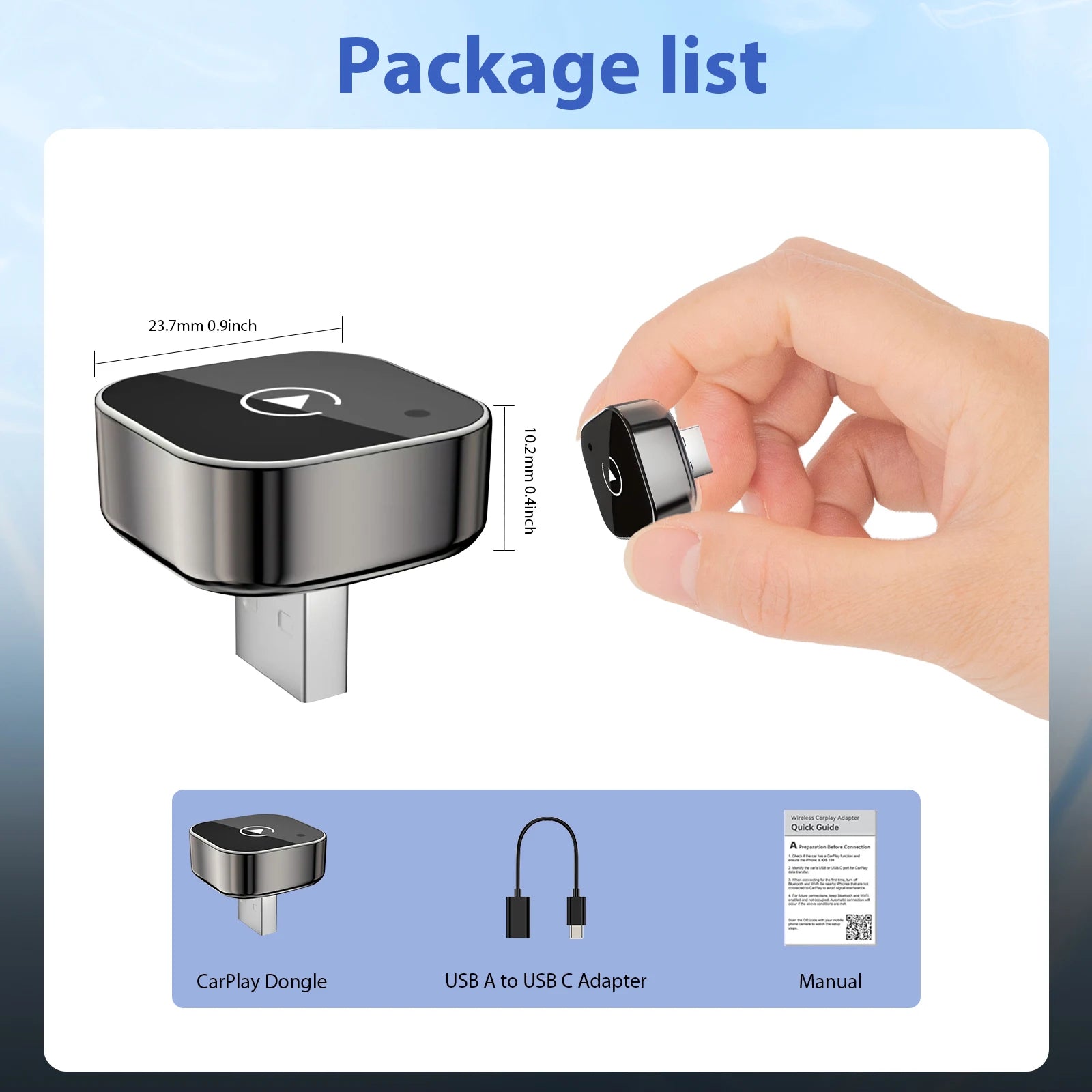 New  2 in 1 Wireless Carplay Adapter&Android Auto Wireless Adapter, 5Ghz Wifi Type-C/Usb Plug Play Carplay Wireless