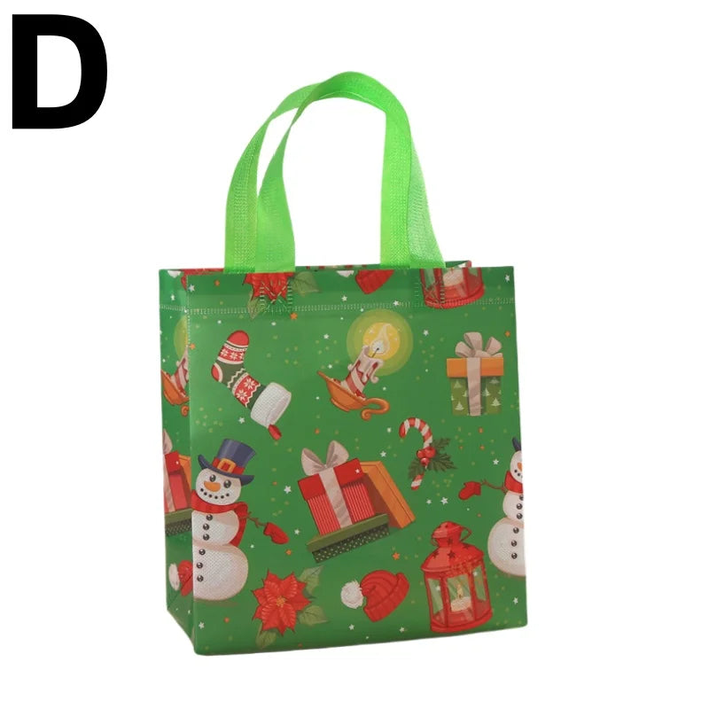 Christmas Tote Bags Reusable Gift Bags Non-Woven Christmas Gift Organiser Santa Snowman Treat Bags Navidad Party Decorations