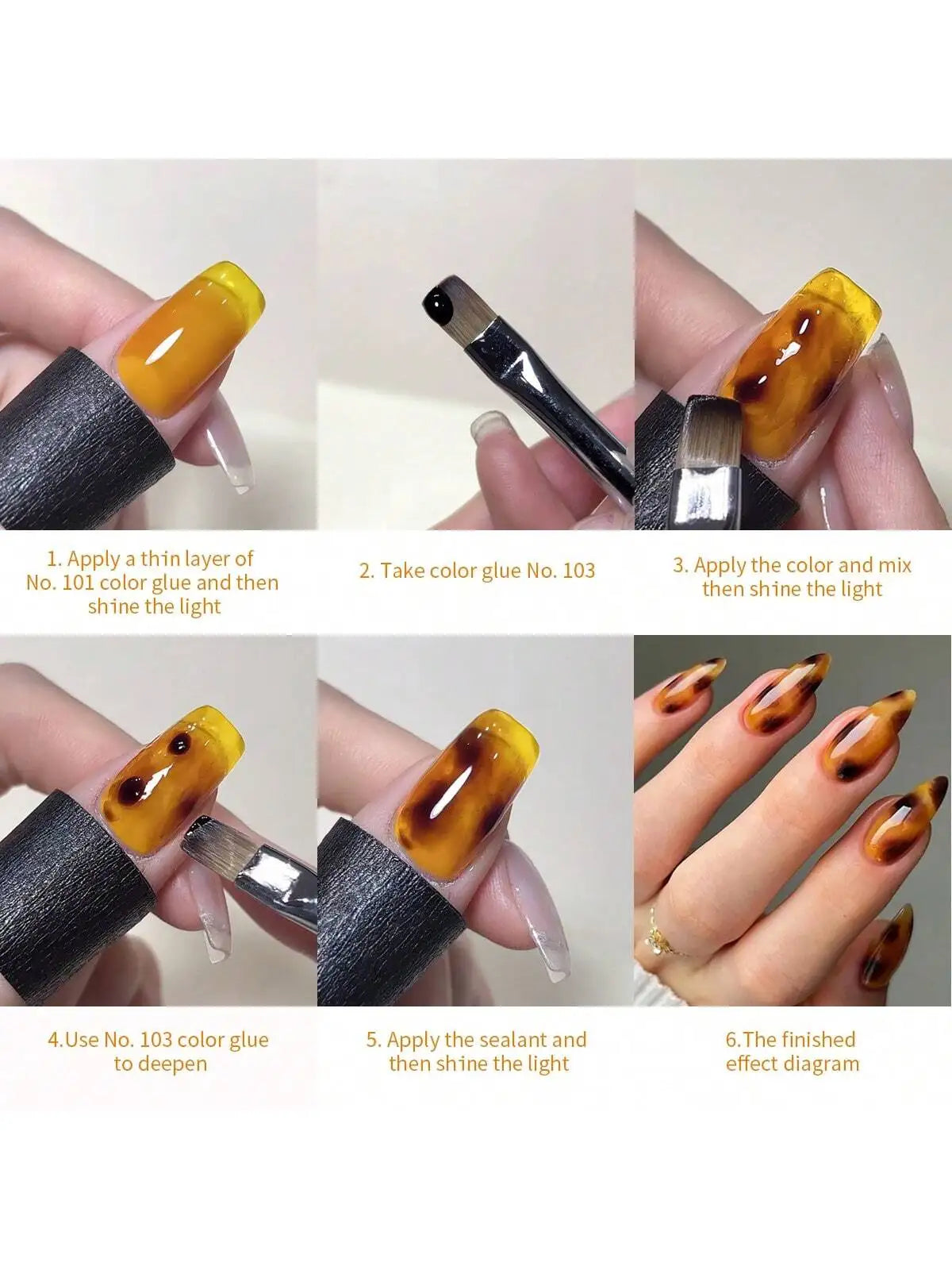 2PCS 15Ml Two-Color Combination Set, Brown Yellow Dual-Color Nail Gel Kit