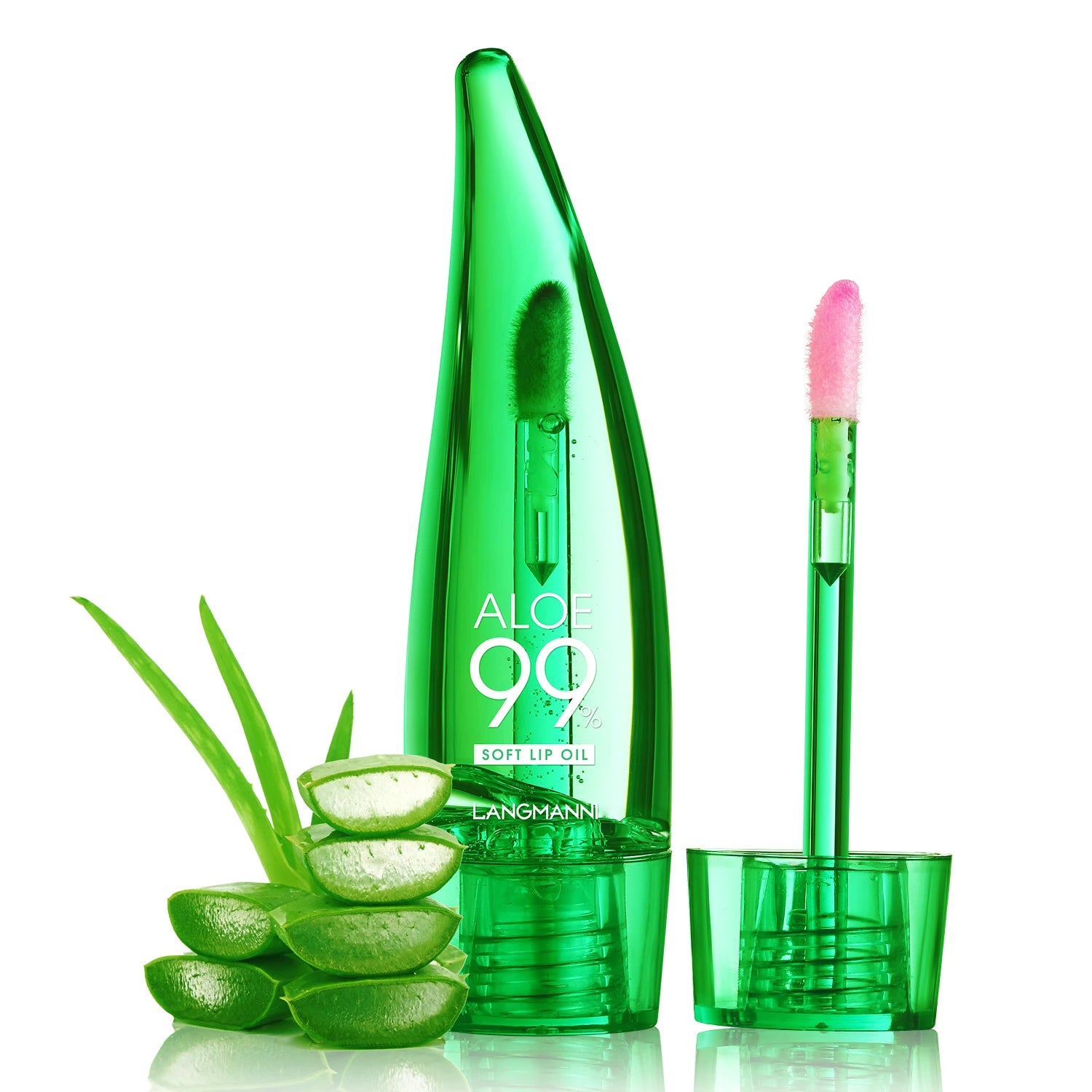 Langmannni Aloe Vera Moisturizing Lip Gloss Warm Feeling Color Changing Lip Glaze Long Lasting Moisture Lip Oil