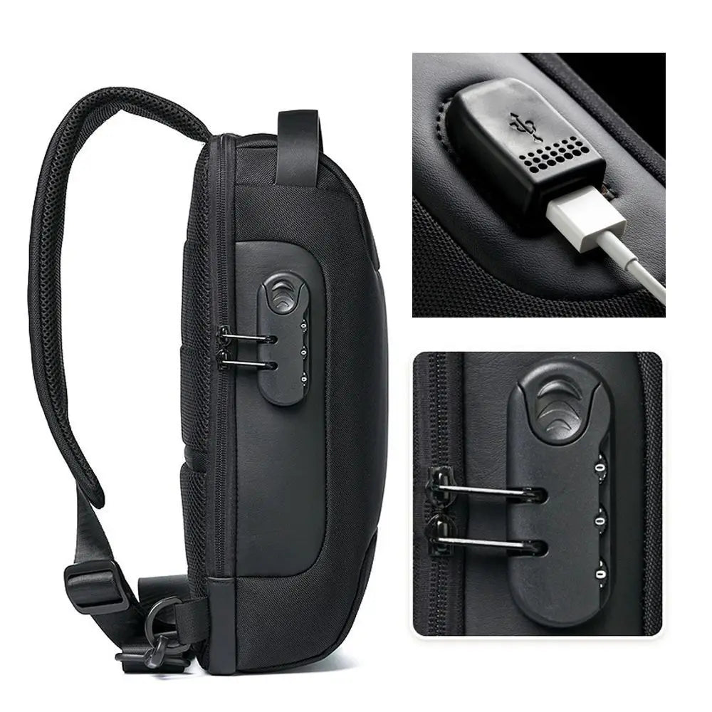 Portable Storage Bag for Asus ROG Ally Game Conslole Case Crossbody Backpack Shoulder Chest Pouch Anti-Theft Lock USB Charging