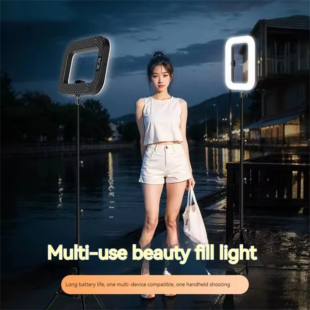New Handheld Ring LED Rechargeable Portable Mobile Phone Live Broadcast Photography Desktop Rabbit Cage Selfie Fill Light