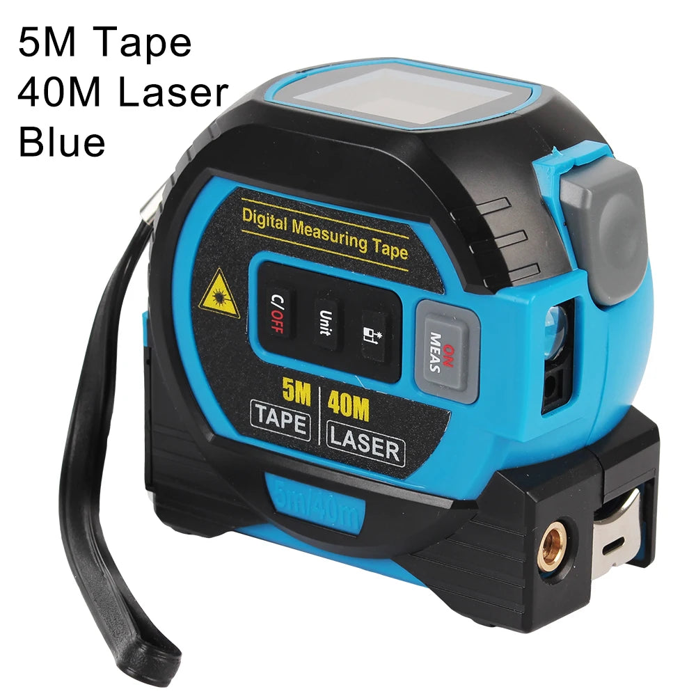3 in 1 Distance Meter Tape Measure Ruler Laser Rangefinder Building Measurement Device 5M LCD Display with Backlight