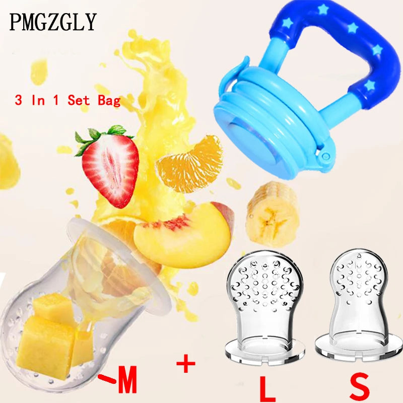 3 in 1 Baby Nipple Fresh Food Fruit Milk Feeding Bottles Nibbler Learn Feeding Drinking Water Straw Handle Teething Pacifier