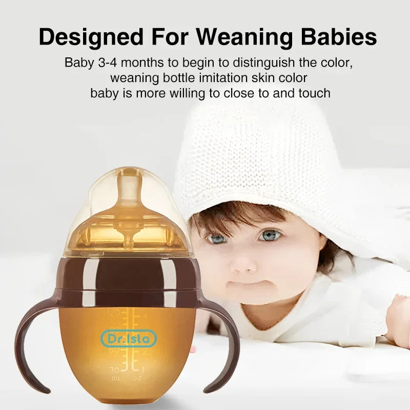150ML/250ML Portable Baby Bottle Slicone Feeding Bottle with Handle Baby Drop-Resistant Bottles Newborn Bottle BPA Free
