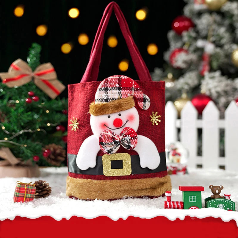 1-20PCS Christmas Gift Bags Handbags Tote Bags Candy Bags Snowman Bear Gift Bags Storage Bags Christmas Decoration