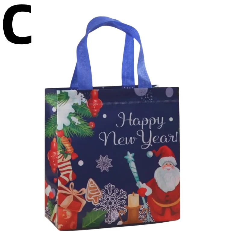 Christmas Tote Bags Reusable Gift Bags Non-Woven Christmas Gift Organiser Santa Snowman Treat Bags Navidad Party Decorations