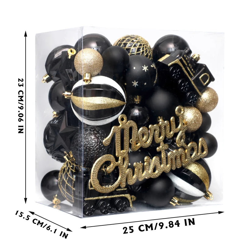 65 Pcs Shatterproof Pendants Christmas Ball Ornaments, Colorful Ornament with Hanging Rings for XMAS Tree Decorations, Festivals