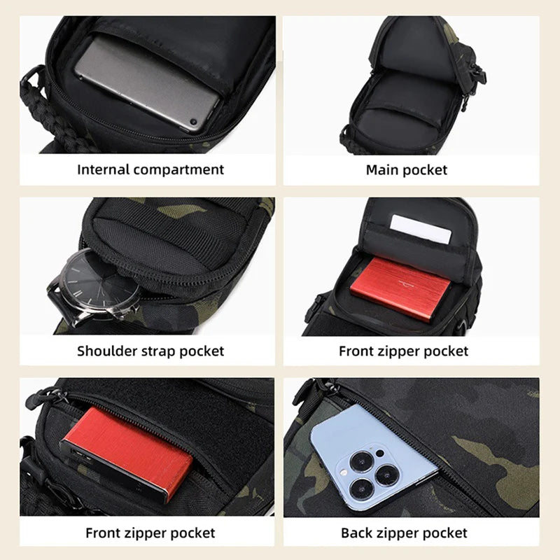 Camping Chest Bag Tactical Backpack for Men Sport Shoulder Outdoor Hiking Climbing Cycling Fishing Travel MOLLE Sling Fanny Pack