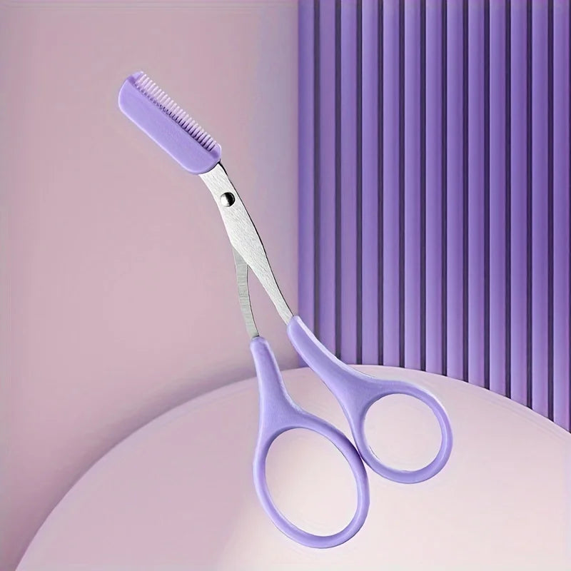 Stainless Steel Eyebrow Trimming Scissors with Comb, Safe Eyebrow Trimming Makeup Tool, Precise Creation of Perfect Eyebrow Shap