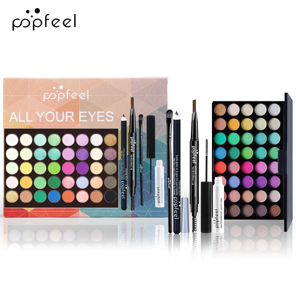 Eye Makeup Set, Eyeshadow Palette, Eyeliner, Mascara, Eyebrow Pencil, Makeup Tool Set Box, Gifts for Women