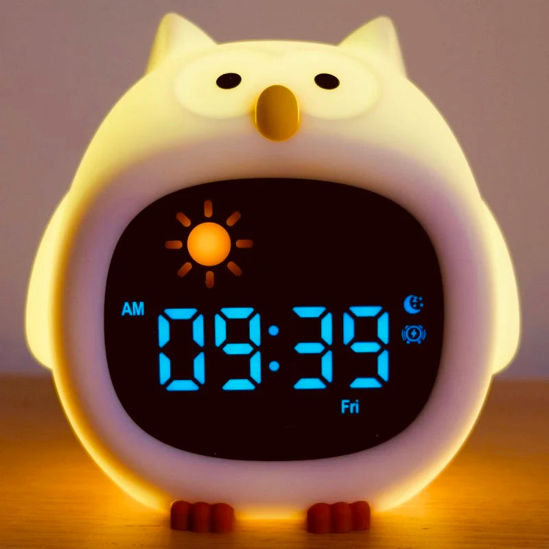 Alarm Clock for Kids Puppy-Shape Toddler Sleep Training Clock Cute Touch Night Light for Children Bedroom
