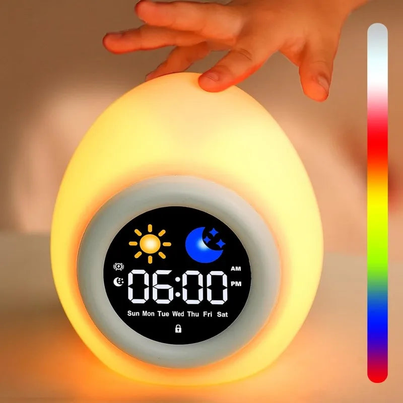 Alarm Clock for Kids Puppy-Shape Toddler Sleep Training Clock Cute Touch Night Light for Children Bedroom